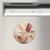 Red Cream Boho Feather Floral Magneet (Insitu (Vaatwasser))