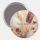 Red Cream Boho Feather Floral Magneet (Voorkant / Achterkant)