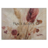 Red Cream Boho Feather Floral Snijplank (Voorkant)