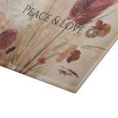 Red Cream Boho Feather Floral Snijplank (Hoek)