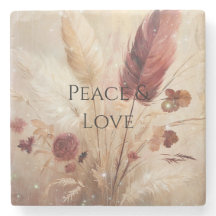 Red Cream Boho Feather Floral