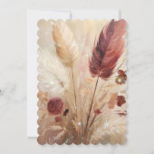 Red Cream Boho Feathers Floral Vrijgezellenfeest Kaart (Achterkant)