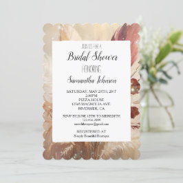 Red Cream Boho Feathers Floral Vrijgezellenfeest Kaart