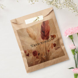 Red Cream Boho Feathers Floral Wedding Bedankzakje