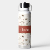Red Cream Boho Watercolor Woodland Custom Name Waterfles (Achterkant)