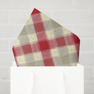 Red Cream Christmas Plaid Cozy Rustic Cottagecore Tissuepapier