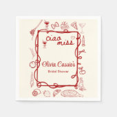 Red & Cream Ciao Miss Italian Bridal Shower  Servet (Voorkant)
