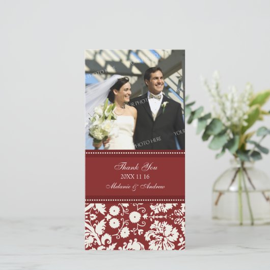 Red Cream Dank u bruiloft foto kaarten (Staand voorkant)