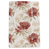 Red Cream Flowers Bridal Shower Medium Cadeauzakje (Voorkant)