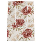 Red Cream Flowers Bridal Shower Medium Cadeauzakje (Achterkant)