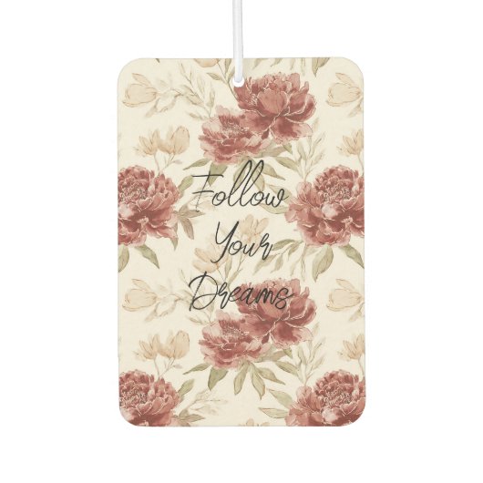 Red Cream Flowers Gold Glitter Luchtverfrisser (Voorkant)