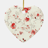 Red Cream Flowers Gold Ribbon Christmas Keramisch Ornament (Achterkant)