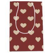 Red Cream Glitter Hearts Valentine's Day Love   Medium Cadeauzakje (Voorkant)