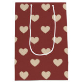 Red Cream Glitter Hearts Valentine's Day Love   Medium Cadeauzakje (Achterkant)