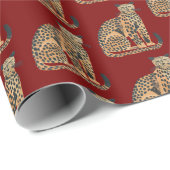 Red Cream Gold Leopard Animal Birthday Cadeaupapier (Rol Hoek)