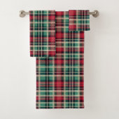 Red Cream Green Plaid Stripes Bad Handdoek (Insitu)