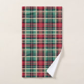 Red Cream Green Plaid Stripes Bad Handdoek (Handdoek)