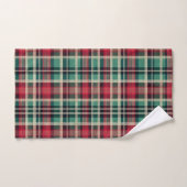 Red Cream Green Plaid Stripes Bad Handdoek (Handdoek)