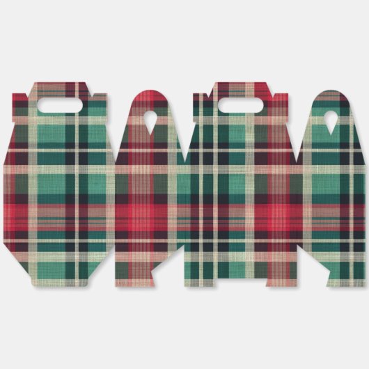 Red Cream Green Plaid Stripes Bedankdoosjes (Ongevouwen)
