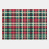 Red Cream Green Plaid Stripes Inpakpapier Vel (Voorkant 3)