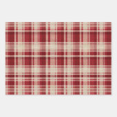 Red Cream Green Plaid Stripes Inpakpapier Vel (Voorkant)