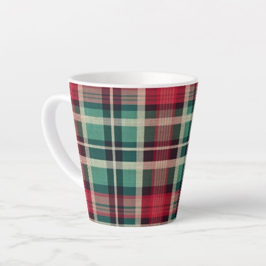 Red Cream Green Plaid Stripes Latte Mok (Linkerhoek)