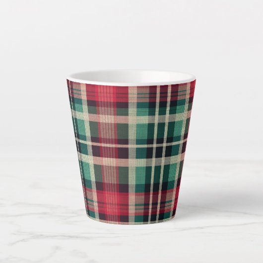 Red Cream Green Plaid Stripes Latte Mok (Voorkant)