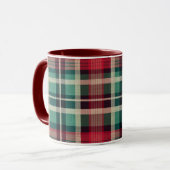 Red Cream Green Plaid Stripes Mok (Voorkant links)