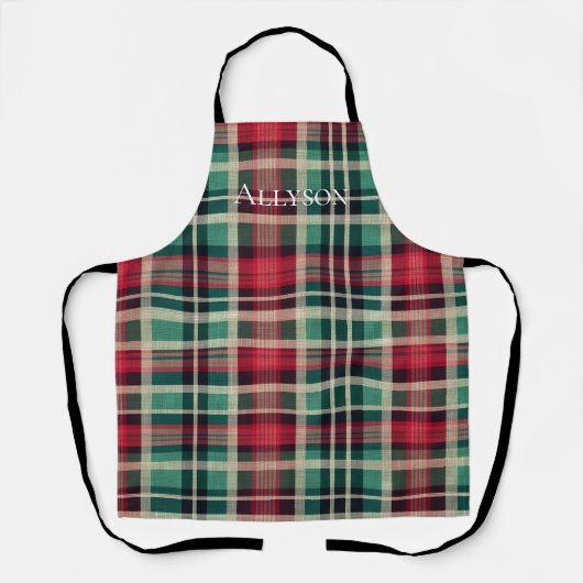 Red Cream Green Plaid Stripes Schort (Voorkant)