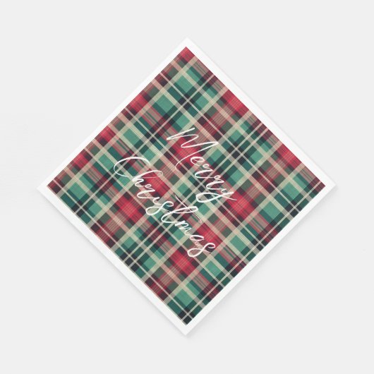 Red Cream Green Plaid Stripes Servet (Hoek)