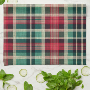 Red Cream Green Plaid Stripes Theedoek