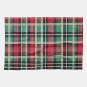 Red Cream Green Plaid Stripes Theedoek (Horizontaal)