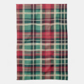 Red Cream Green Plaid Stripes Theedoek (Verticaal)