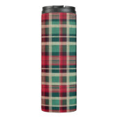 Red Cream Green Plaid Stripes Thermosbeker (Achterkant)