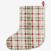 Red Cream Green Stripes Christmas Grote Kerstsok (Achterkant)