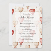 Red Cream Heart Balloons Baby shower Kaart (Voorkant)