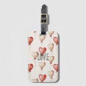 Red Cream Heart Balloons Bagagelabel (Voorkant (verticaal))