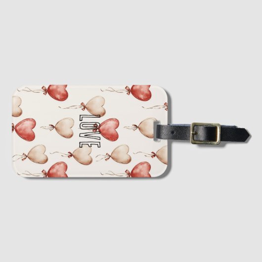 Red Cream Heart Balloons Bagagelabel (Voorkant (horizontaal))