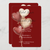 Red Cream Heart Balloons Bridal Shower Kaart (Voorkant / Achterkant)