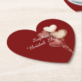 Red Cream Heart Balloons Bridal Shower Kartonnen Onderzetters (Gekanteld)