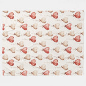 Red Cream Heart Balloons Fleece Deken (Voorkant (Horizontaal))