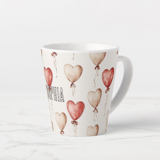 Red Cream Heart Balloons Latte Mok (Rechterhoek)