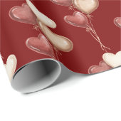 Red Cream Heart Balloons Love  Cadeaupapier (Rol Hoek)