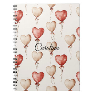 Red Cream Heart Balloons Notitieboek