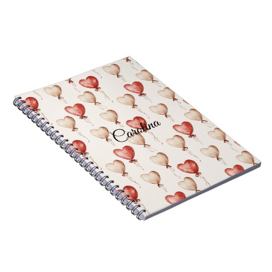 Red Cream Heart Balloons Notitieboek (Rechterzijde)
