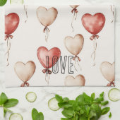 Red Cream Heart Balloons Theedoek (Gevouwen)