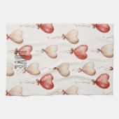 Red Cream Heart Balloons Theedoek (Horizontaal)