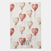 Red Cream Heart Balloons Theedoek (Verticaal)