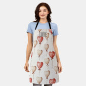 Red Cream Heart Balloons Vrijgezellenfeest Schort (Gedragen)