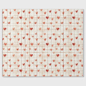 Red Cream Hearts Abstract Cadeaupapier (Vlak)